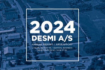 2024 DESMI A/S annual report cover with aerial view background.