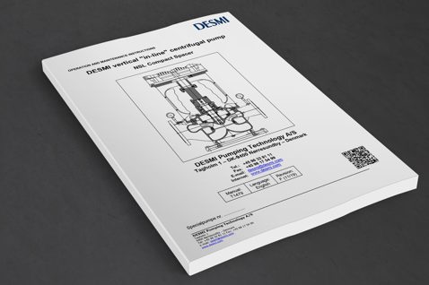DESMI vertical in-line centrifugal pump manual for NSL Compact Spacer.