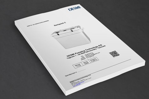 DESMI Saniquick C manual for a pumping technology product, featuring contact details.