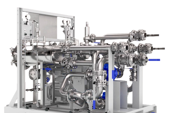 DESMI industrial pump system for fluid handling with complex piping arrangement.