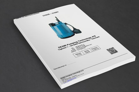 Manual cover featuring a blue DESMI pump for fluid handling.