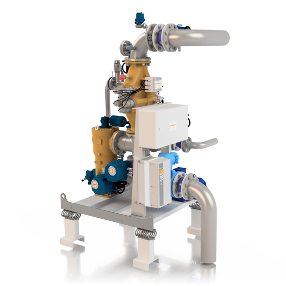 DESMI CompactClean BWMS for ballast water management, featuring pipes and control units.