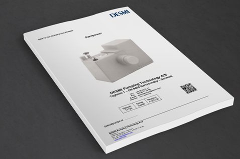 DESMI Sanipower manual cover showing pump and company details for fluid handling.