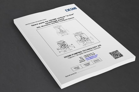 DESMI spare parts manual for vertical in-line centrifugal pump NSL Monobloc.