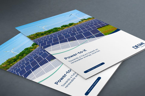 DESMI brochures featuring solar panels and wind turbines for renewable energy solutions.
