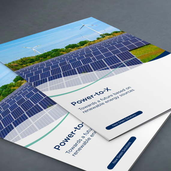DESMI brochures featuring solar panels and wind turbines for renewable energy solutions.
