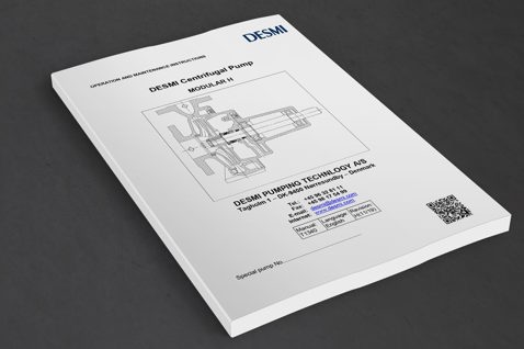 Manual for DESMI Centrifugal Pump, Modular H, on a dark surface.