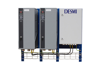 DESMI control panel and equipment for fluid handling, featuring multiple units.