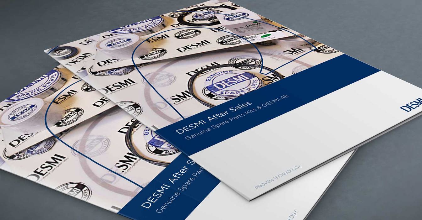 DESMI after-sales brochure for genuine spare parts kits and DESMI 48.