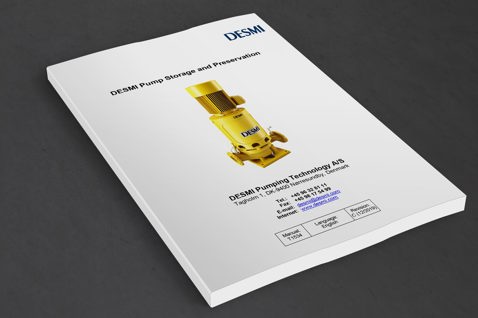 DESMI brochure featuring a yellow pump for storage and preservation.