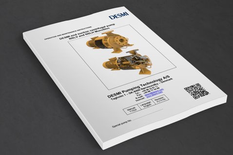 DESMI pump manual cover showing NSLV and NSLH Monobloc centrifugal pumps.