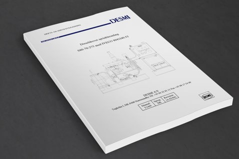 DESMI diesel-powered sprinkler system manual cover with technical drawing.