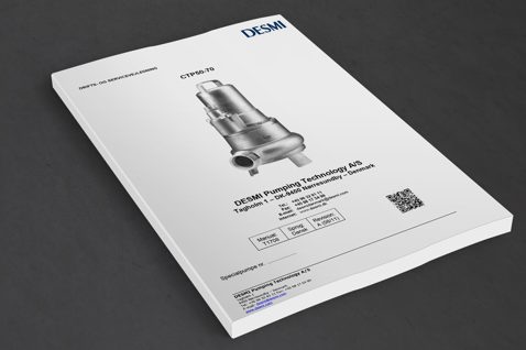 DESMI pump manual cover featuring the CTP50-T70 model for fluid handling.